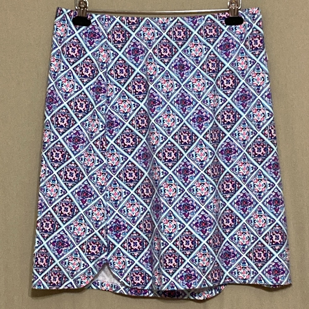 Talbots colorful pull-on lightweight stretch cotton skirt Size L